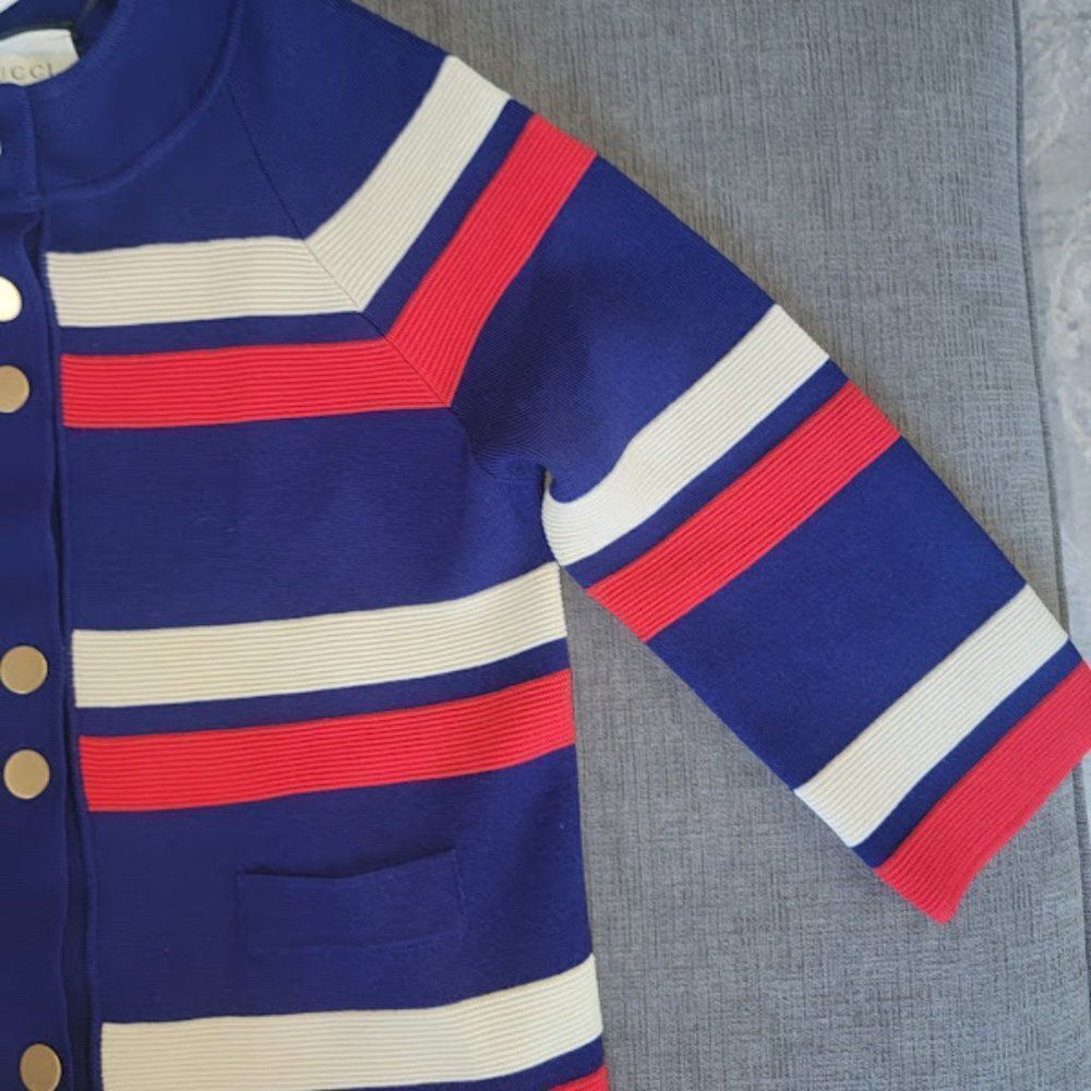 Gucci Women Silvie Striped Wool Cardigan Size Medium - Picture 9 of 16